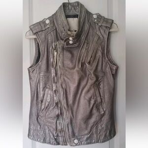 diesel gold label silver genuine leather vest, Size S, $975